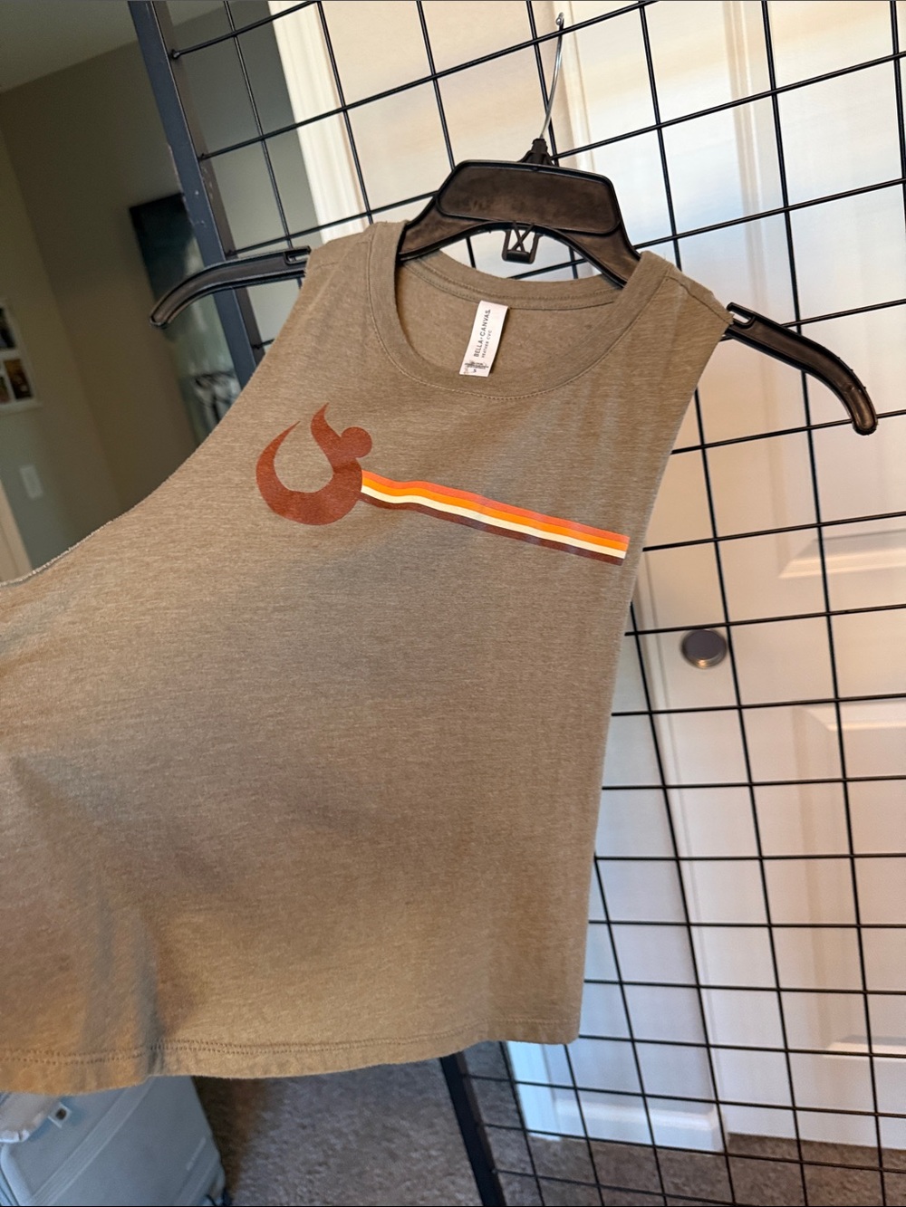 HOTWORX Bella Canvas Olive Graphic Crop Tank with Retro Stripe - Picture 5 of 5